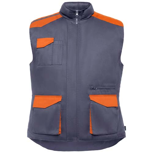 Gilet de travail multipoches personnalisable Armada Roly Plomb et Orange